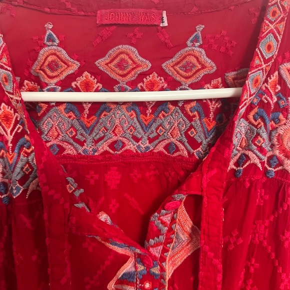 Johnny Was Red Embroidered Blouse - Picture 4 of 10